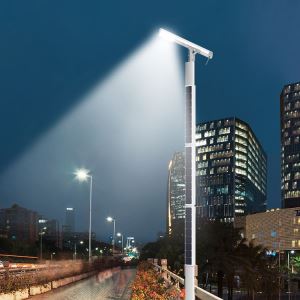 Stand Alone Octagonal Grey/Black Pole Solar Outdoor LED Road Light